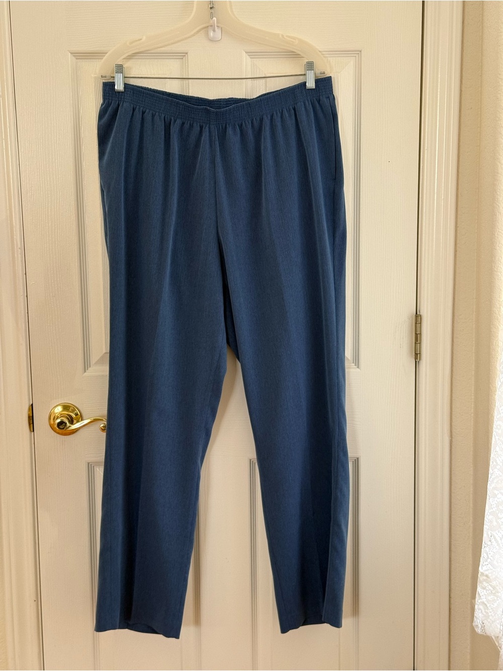 Allison Daley Textured Smoke Blue Pull-On Pants